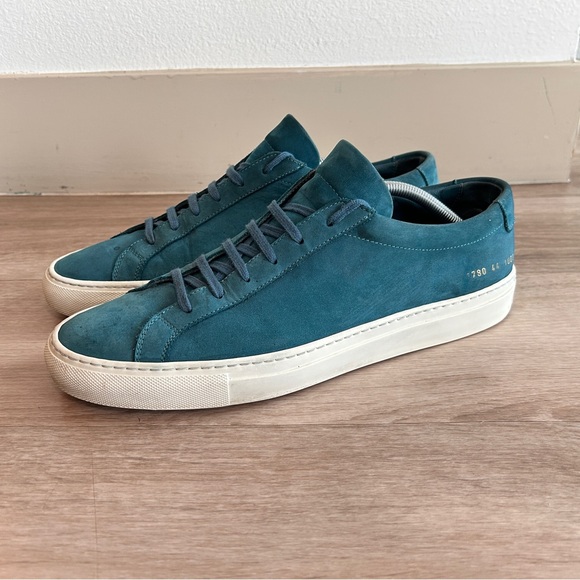 Common Projects Other - Common Projects Original Achilles Lowtop Nubuck Sneakers Sz 44 - Teal - Preowned